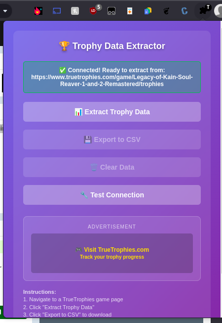 Extension popup interface